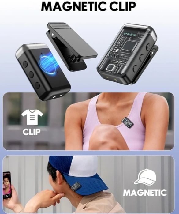 Microfone de lapela sem fio para iPhone - Microfone de lapela Bluetooth Tipo C com iluminação, mini microfone para Android, microfones sem fio