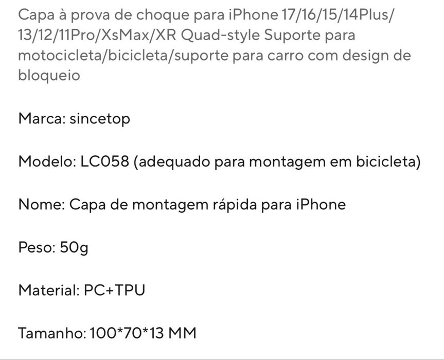 Vendo capa “Quad Lock” para iphone 11/12/13/14/15/16/17 ver imagem
