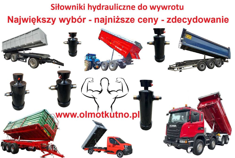 Siłownik hydrauliczny 2500 mm wysuw do 26 ton, do przyczepy wywrotu