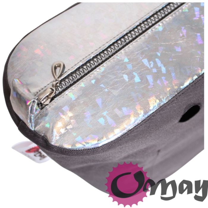 organizer do OBAG MINI Grafit Srebrny eko skóra Holo 2 kieszenie OMAY