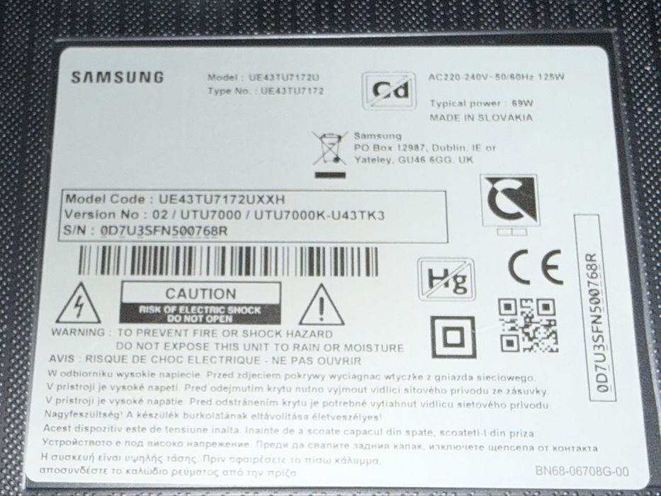 Продам на запчасти телевизор samsung UE43TU7172UXXH