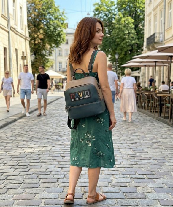 Сумка-рюкзак David Jones green- camel