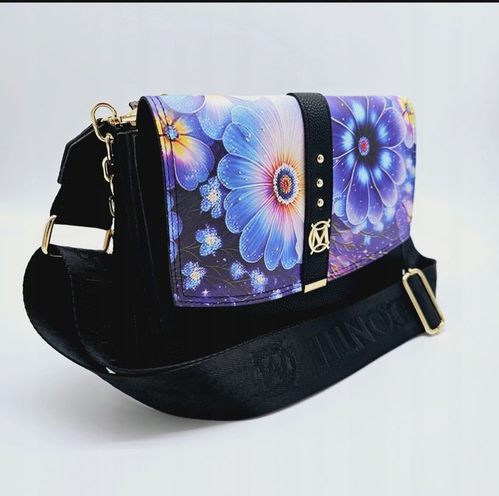 Torebka listonoszka Massimo Contti skóra ekologiczna czarna na ramię