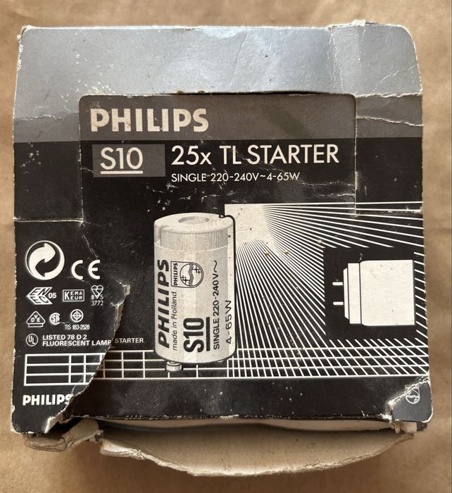Zapłonniki starter Philips S10 4-65W Made in Holland - zestaw 16 sztuk