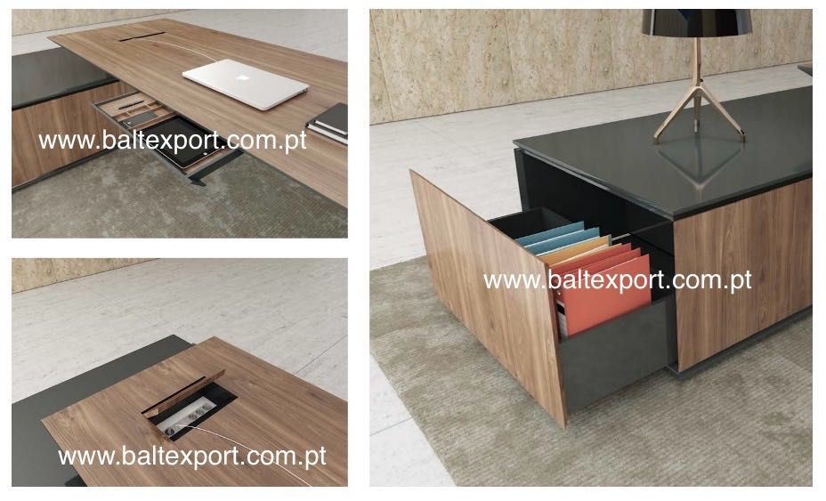 Linha Prime Secretária Mesa Reunião Direção Armário Aparador Madeira