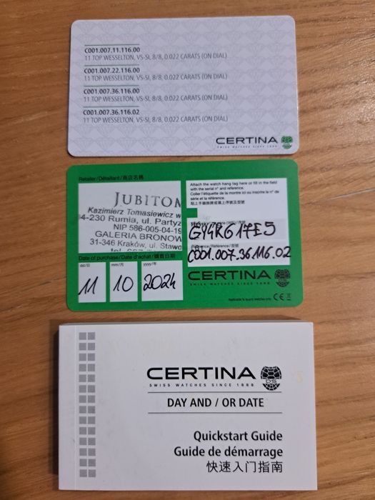 Piękny zegarek damski Certina - masa perłowa i diamenty