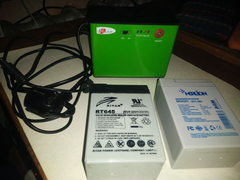 Комплект UPS ИБП на =12V или =9V и два аккумулятора 6V 4.5Ah