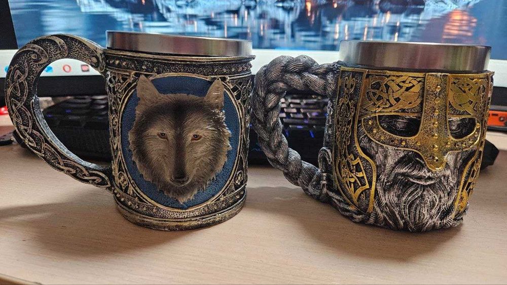 Коллекция " Чашки Бокалы Кубки". 3D бокал статуэтка. Дракон Череп Дьявол Викинг Волк.