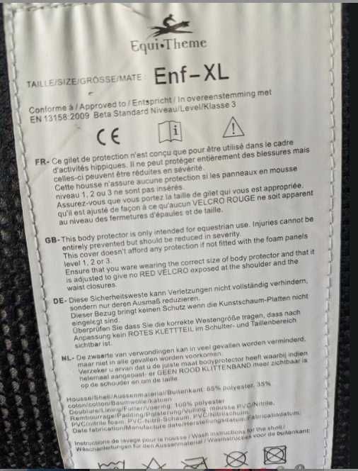 Equi Theme Colete de segurança de equitação  Crianças XL 11-14 Anos