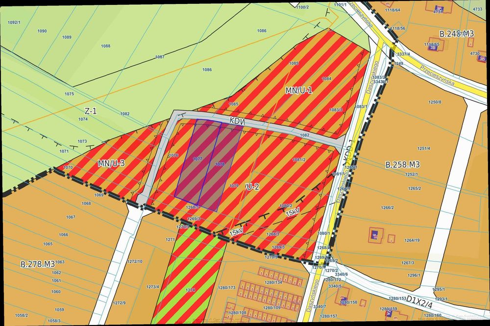 Działka Brzeszcze | MPZP | pod dom lub inwestycję | 1335 m² | 1196 m² | Brzeszcze ul. Daszyńskiego - Widok 2