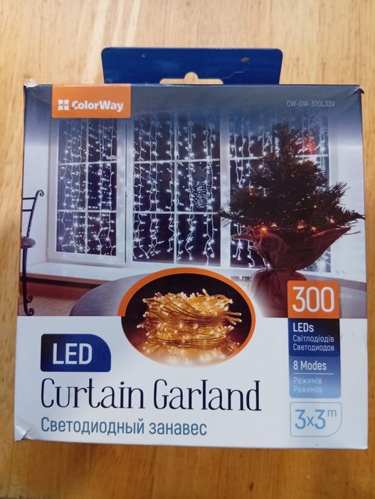 Світлодіодна гірлянда ColorWay штора-завіса 3х3 300LED 220В