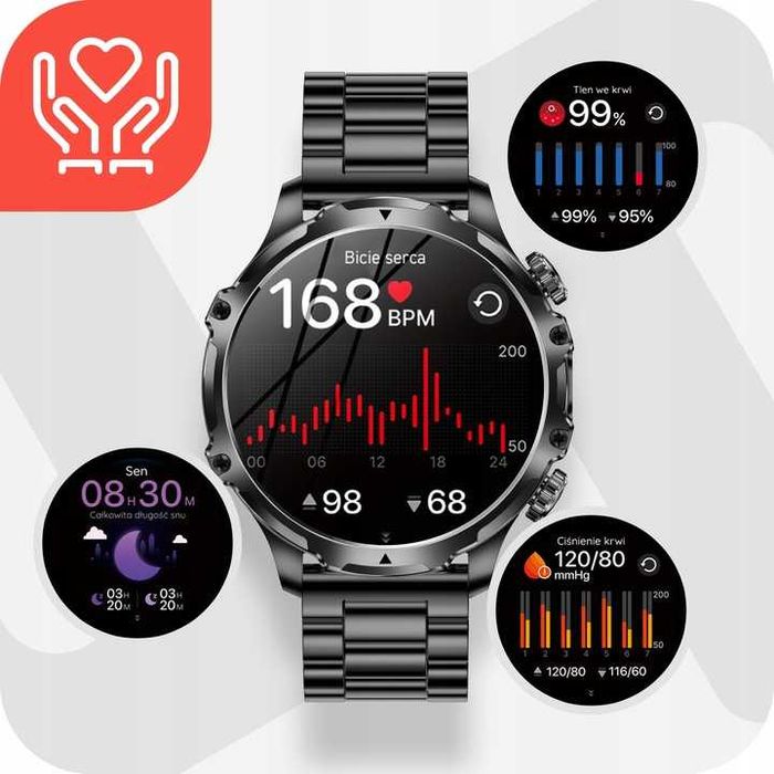 Zegarek SMARTWATCH Męski Rozmowy Duża Bateria 700 mAh WODOODPORNY