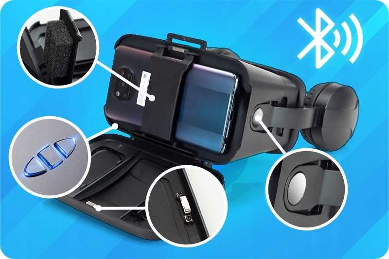 Gogle Okulary VR 3D Wirtualne do Smartfona do Gier do Filmów + Pad