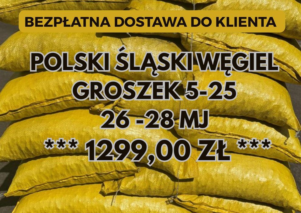 POLSKI WĘGIEL Groszek (5-25) 26-28MJ - Dostawa Gratis WĄCHOCK  !