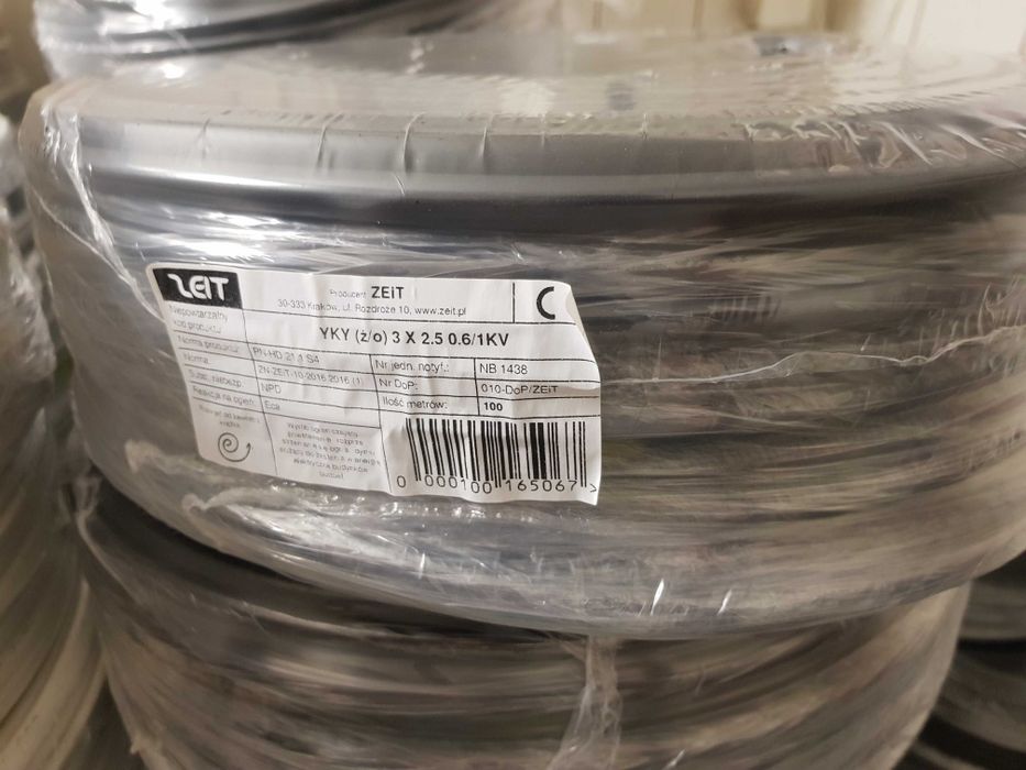 Polski kabel ziemny okrągły 100m YKY 3x2.5