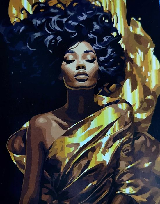 Obraz Astra do malowania po numerach numerkach 40x50cm złoty szal