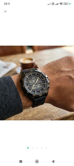 Спортивний чоловічий годинник q&q attractive (ana-digi) з полімерним ремінцем