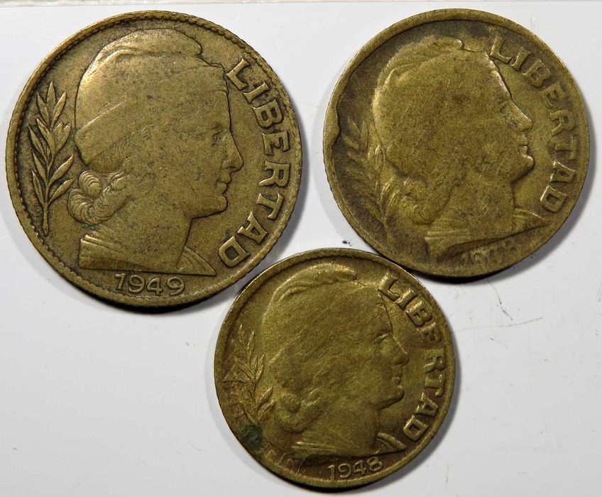 Argentina - 5, 10, e 20 Centimos ( 1948 e 1949 ) Trio dificil