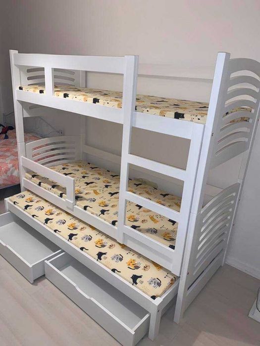 Nowe sosnowe łóżko OLEK !Pietrowe! Trzy osobowe! Materace gratis