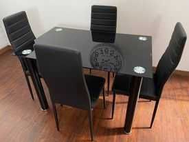MESA DE JANTAR VIDRO TEMPERADO + 4 CADEIRAS, PAGA NA ENTREGA