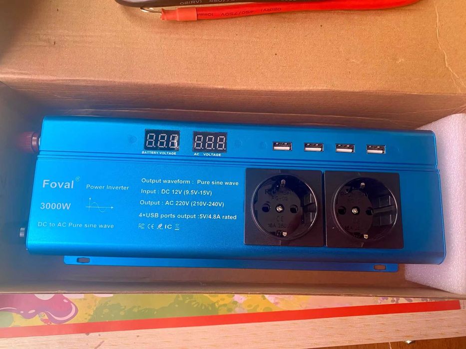 Інвертор Foval 12V-220  3000W-чиста синусоїда