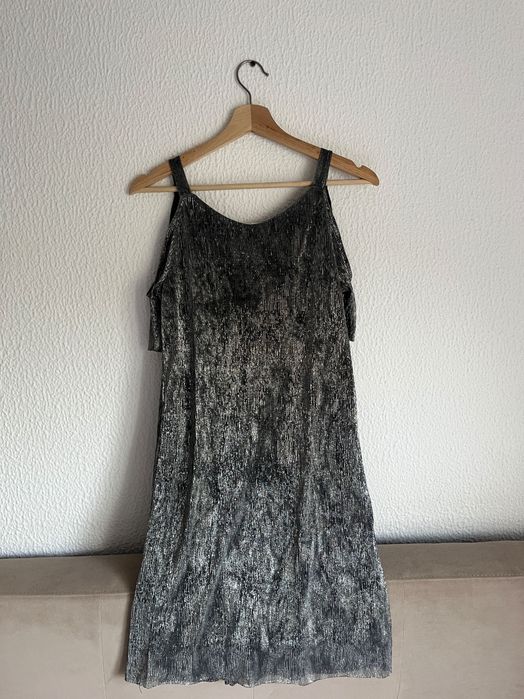 Vestido prateado Mango – glittery & glam (XS)