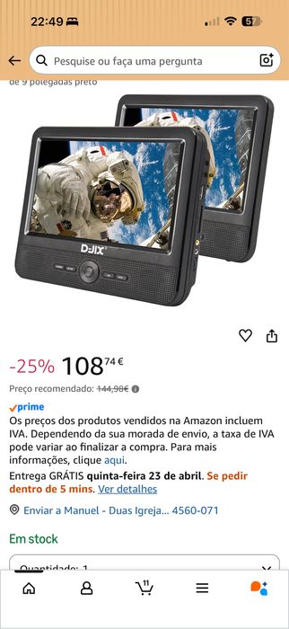 Leitor Multimedia Auto com 2 ecras igual a novo