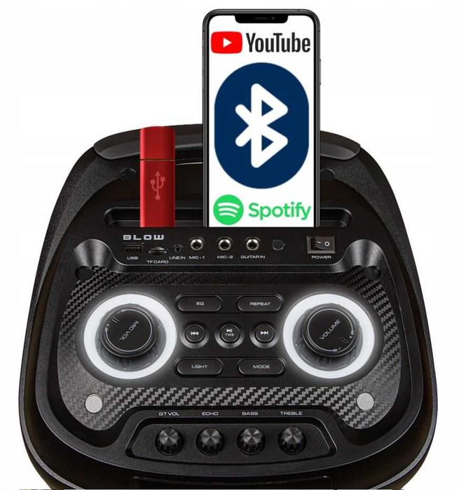 Kolumna Głośnik BLUETOOTH Radio USB MP3 KARAOKE DJ Wodzirej na Wakacje