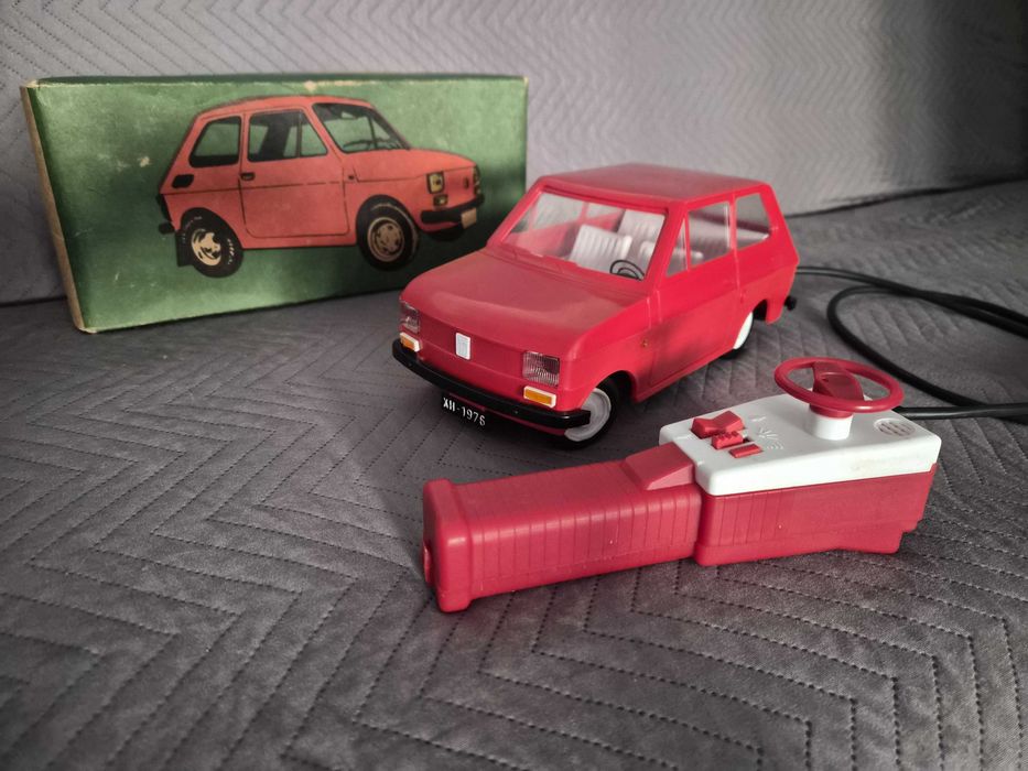 Polski Fiat 126p Maluch Sinol zabawka prl z napędem elektrycznym Box Pudełko 1976 - 50 lat!