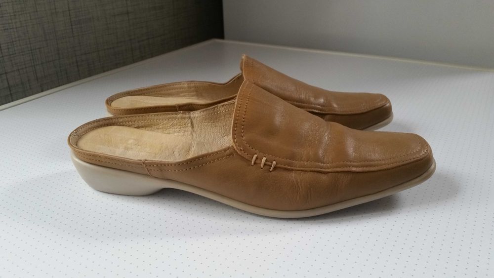 Тапочки-шлёпанцы кожаные