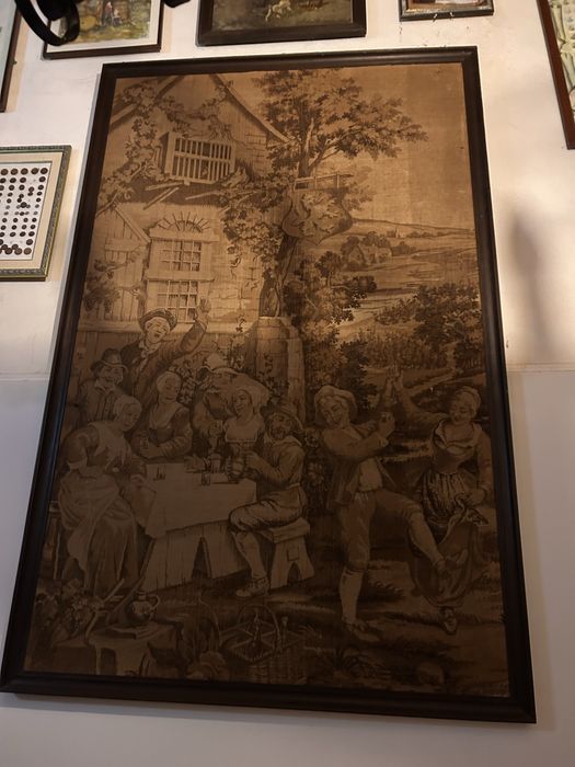 Quadro antigo decorativo – gravura cena campestre