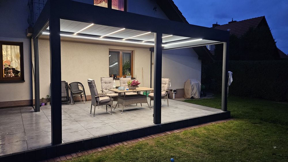 Pergola tarasowa aluminiowa lamelowa robiona NA WYMIAR