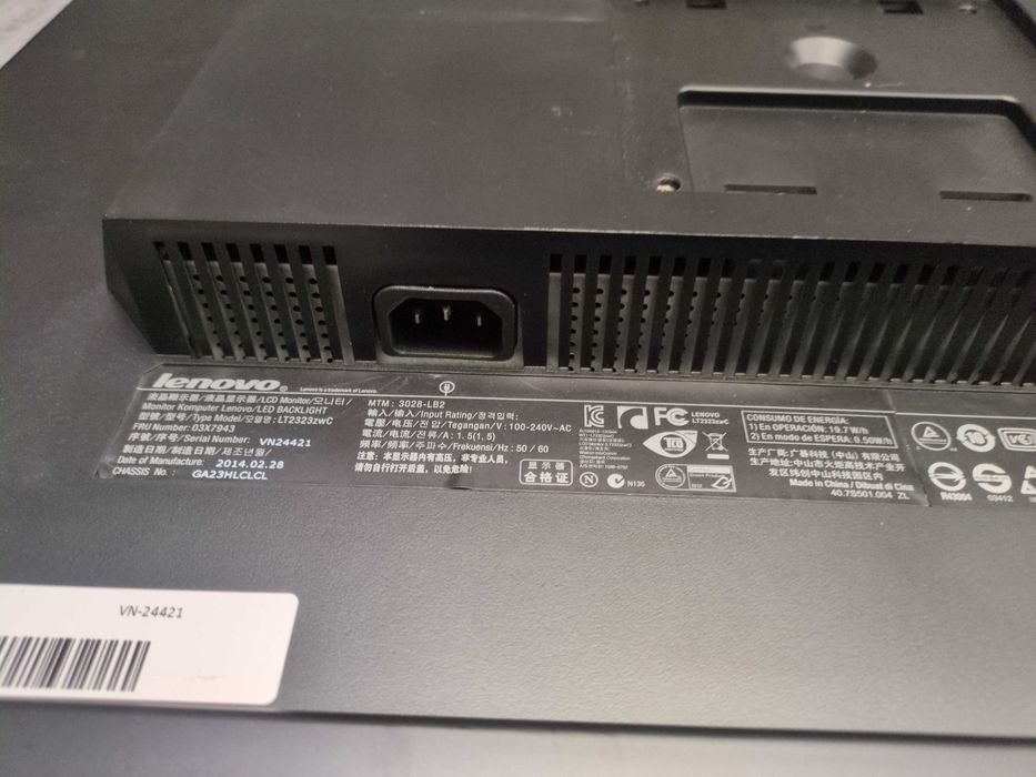 Monitor ThinkVision Lenovo LT2323ZWC wbudowane głośniki i kamerka DisplayPort VGA hub USB 3.0