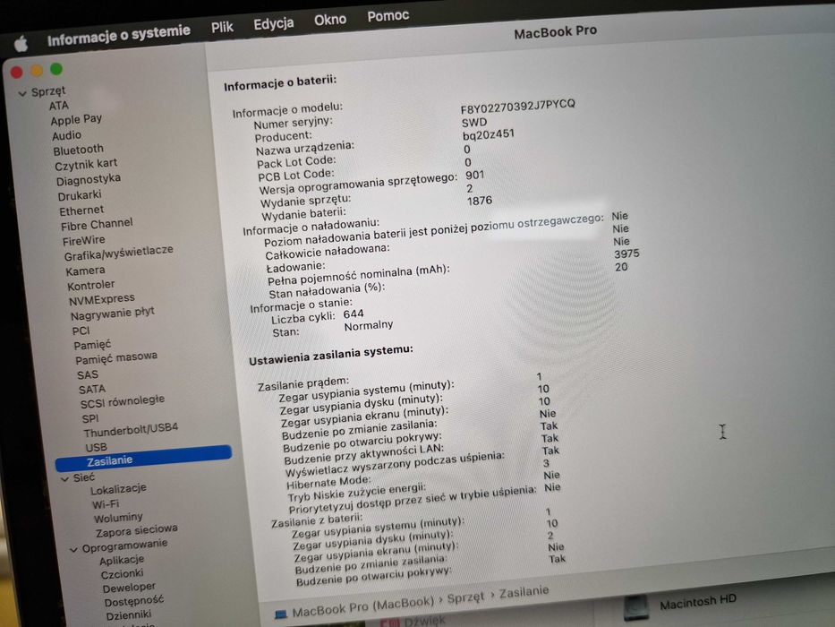 Macbook PRO 13 2020/ i5/ 16GB DDR4/ 512GB/ 644 cykle/ Grade A-/ FV23%