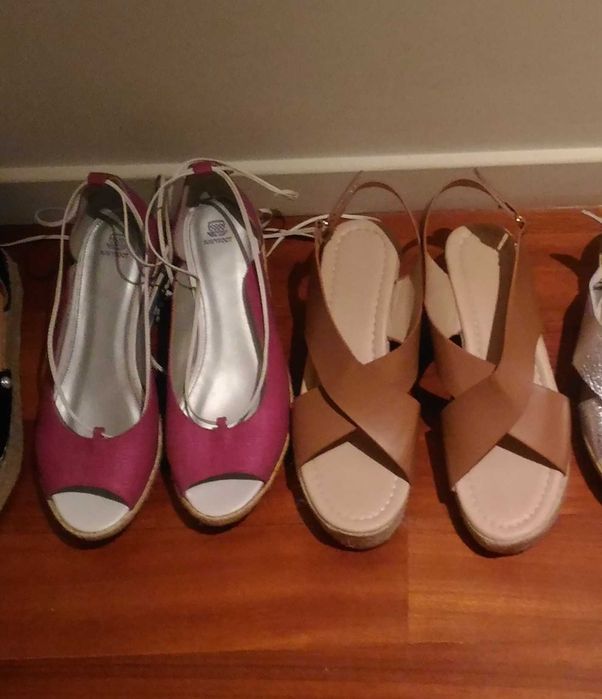Several sandals with jute heels, size 38. Unused.