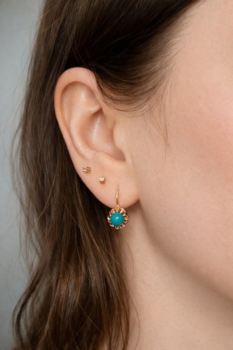 Золотые серьги с бирюзой ссср