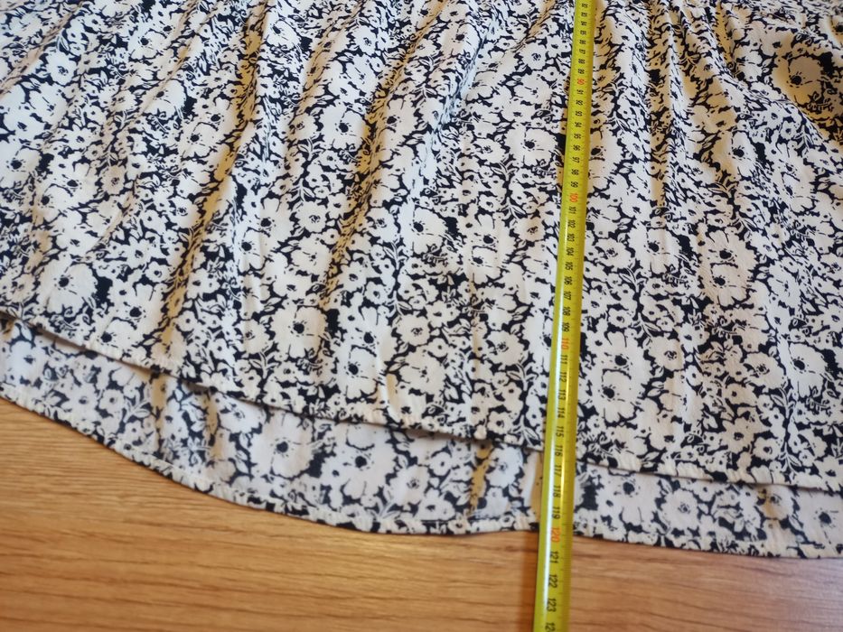 Sukienka zara boho loose L biała czarna kwiaty