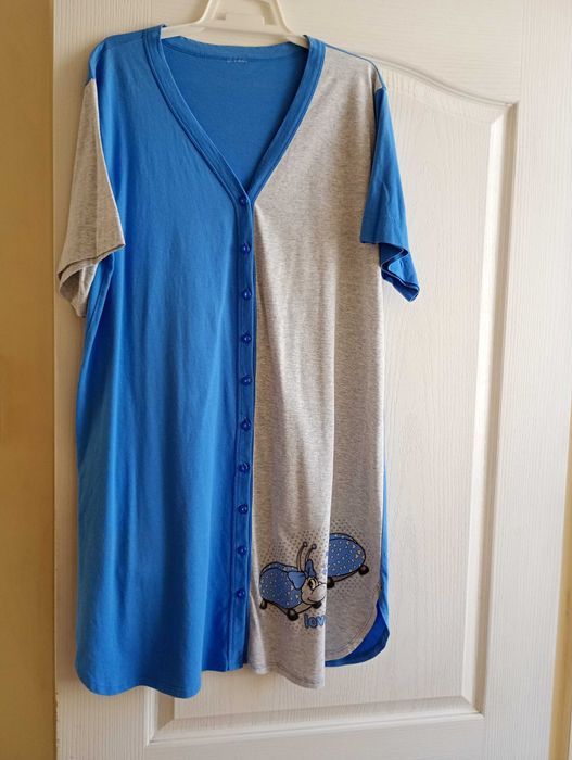 Fantastyczny bawełniany szlafroczek na guziczki- L/XL - bdb !!