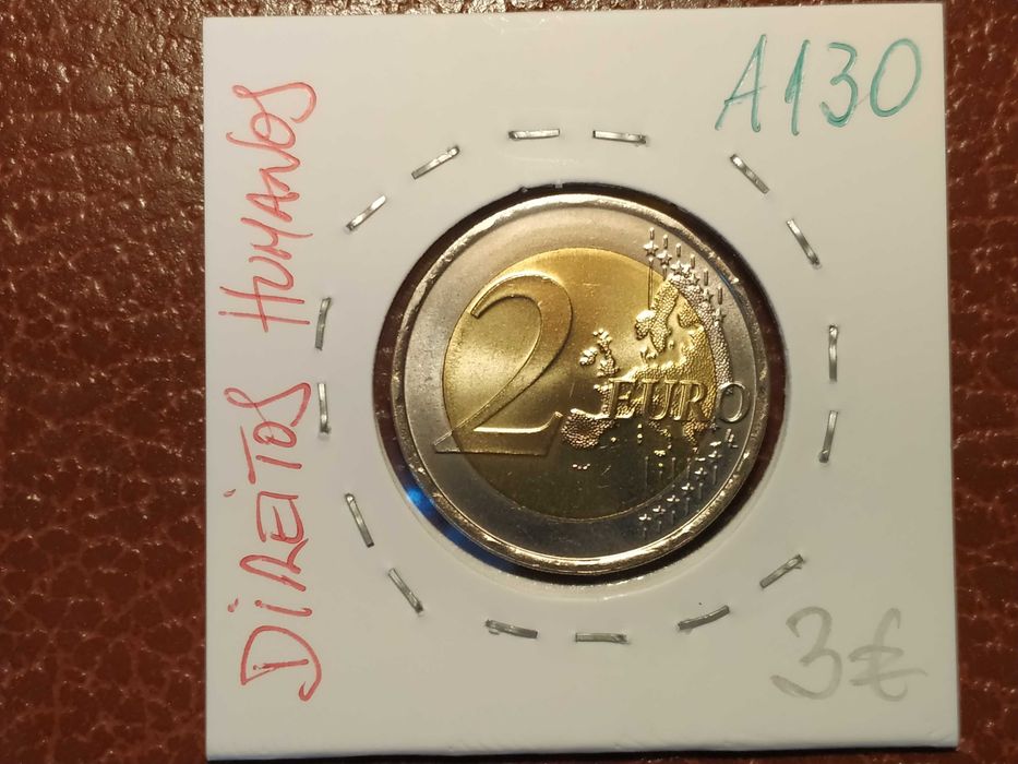 A129/30/1/3 moeda de 2€ comemorativa de 2008 Direitos Humanos (várias)