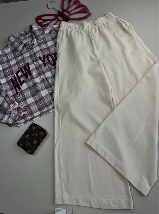 Штани палаццо zara та сорочка в клітинку zara