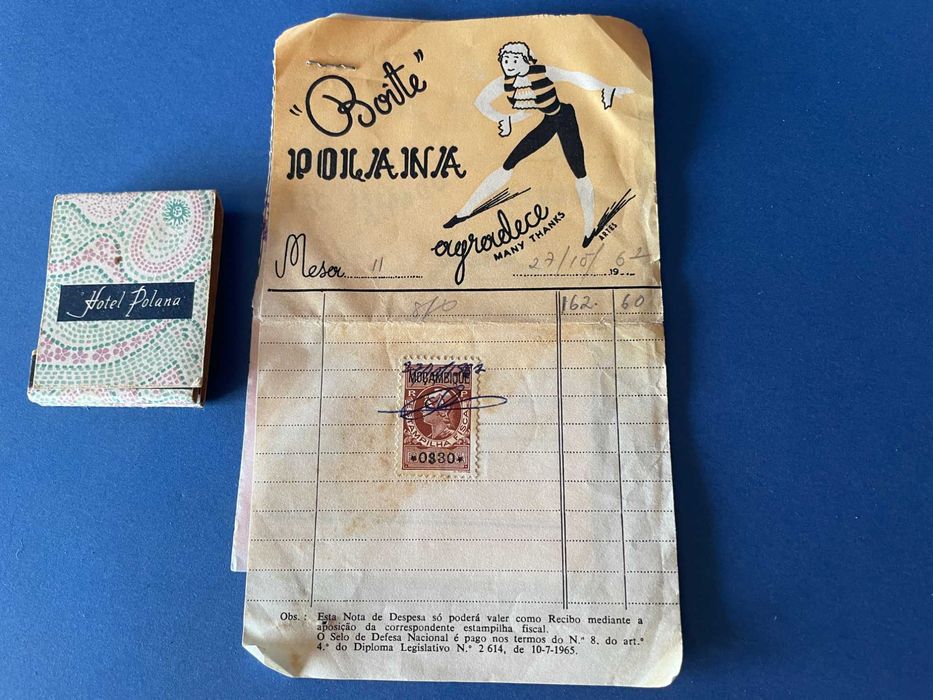 Hotel Polana, Moçambique - Nota de Despesa e Carteira de Fósforos