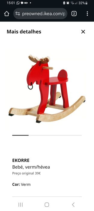 Cavalinho baloiço de madeira para criança