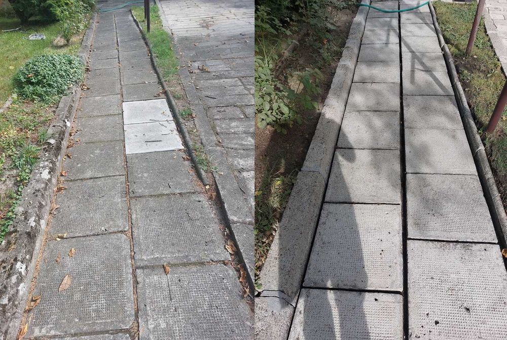 Ciśnieniowe mycie kostki brukowej i elewacji