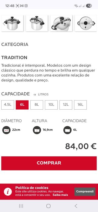 Panela pressão 6l Silampos nova