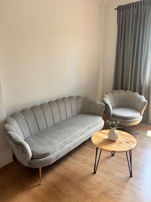 Sofa i fotel muszelka - stan idealny
