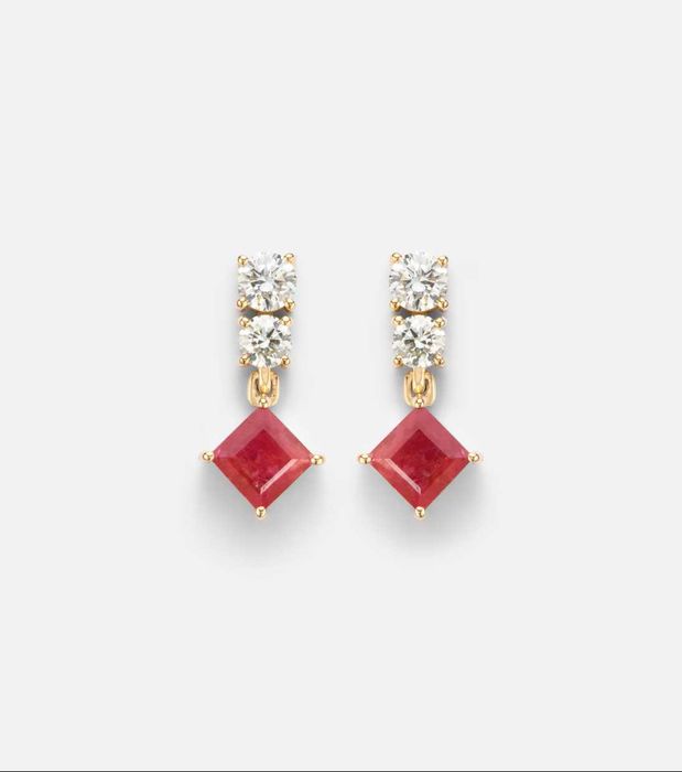 Kolczyki ze złota próby 14 karatów z diamentami.