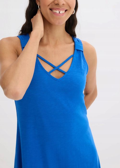 B.P.C długa sukienka z bawełny organicznej niebieska na ramiączka ^44/