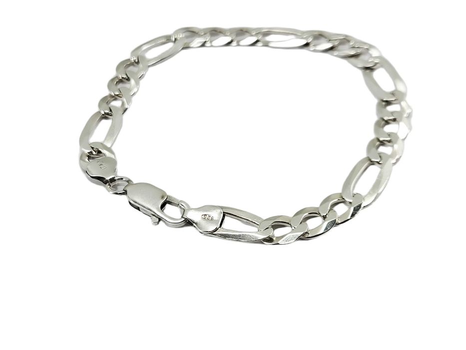 SD028 SREBRO 925 Męska bransoletka 12,14g splot figaro długość 21,5 cm