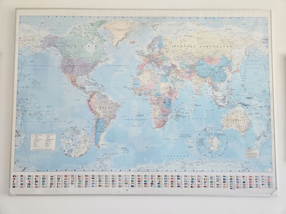 Mapa na ścianę w ramie  140cm ×100cm