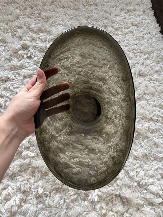 Szklany owalny półmisek dymny – stylowy